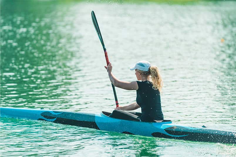 a girl on a kayak